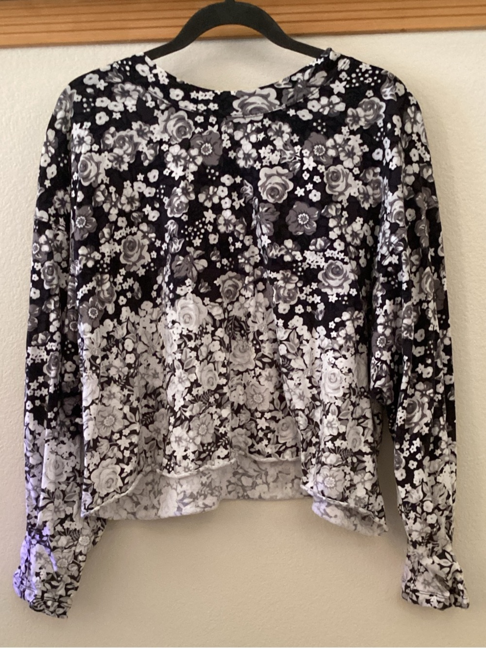 FP Movement by Free People Monochromatic Black & White Floral Ombré Long Sleeve